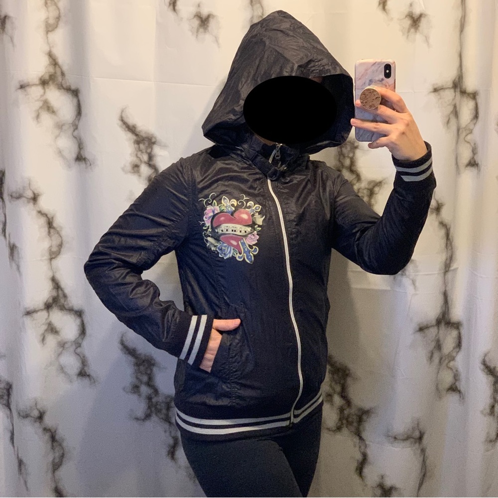Denim Bar lightweight zip up bomber jacket